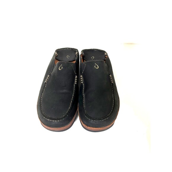OluKai Moloa Slip-On Shoes Men\'s Size‎ 10 EU 43 Black Leather Loafer Casual